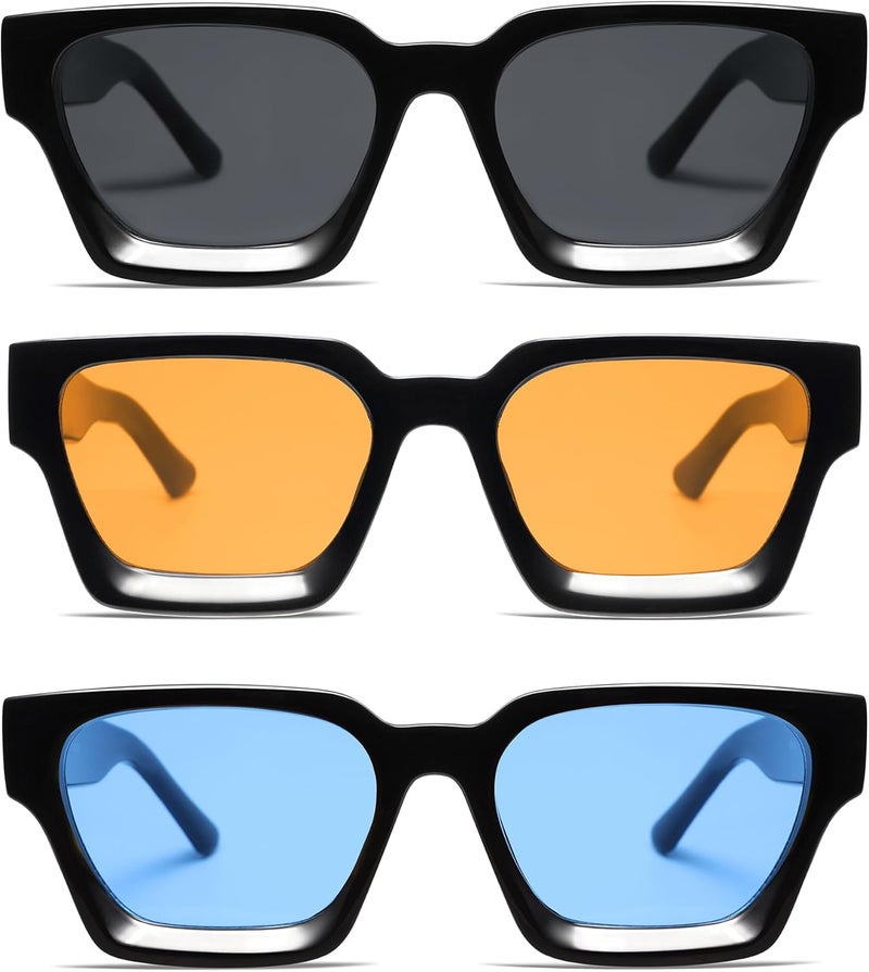 VANLINKER Thick Square Sunglasses for Men Women Retro Chunky Rectangle Shades UV400 Protection VL9731 - Image 2